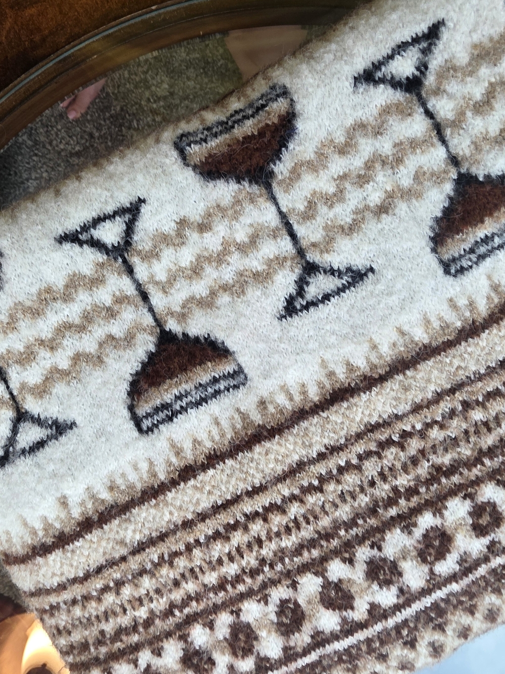 Anthropologie Cozy Cream and Brown Espresso Martini Knit Scarf
